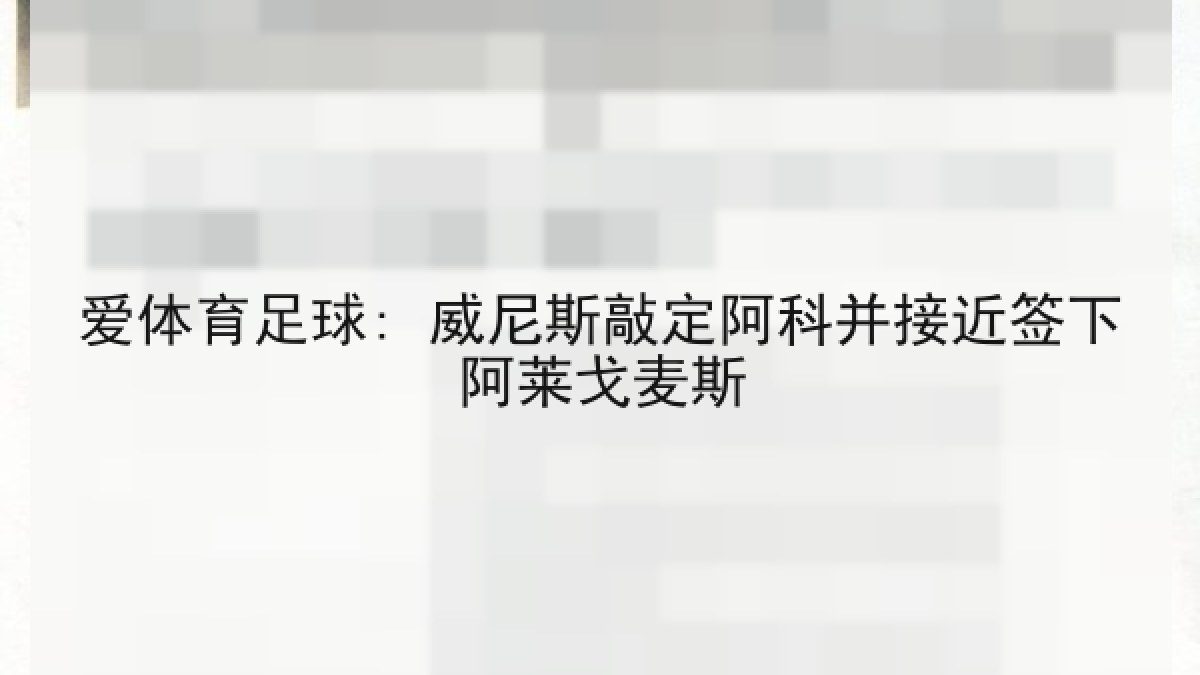 爱体育足球: 威尼斯敲定阿科并接近签下阿莱戈麦斯